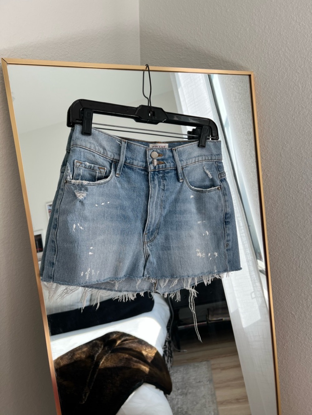 Frame Denim Light Blue Denim Mini Skirt
